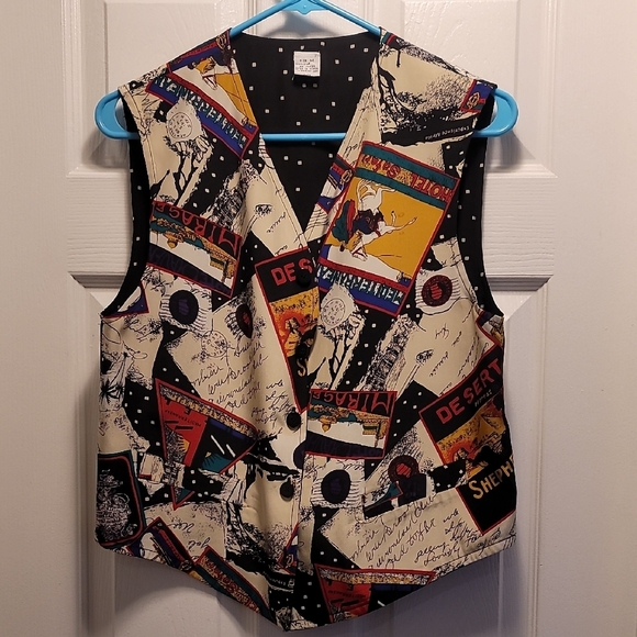 Jackets & Blazers - Travel Themed Silk Vest Size Medium